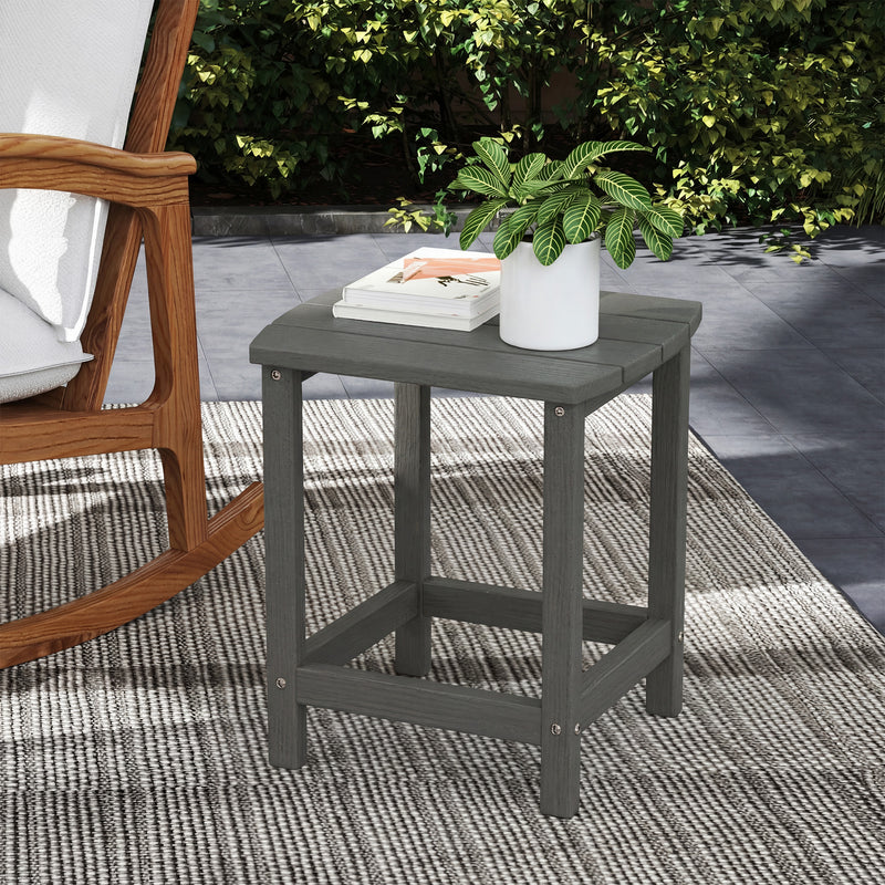 Outdoor Side Table for Garden or Patio with Easy-Clean Weatherproof Wood Effect Grey Outsunny