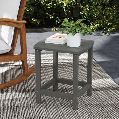 Outdoor Side Table for Garden or Patio with Easy-Clean Weatherproof Wood Effect Grey Outsunny