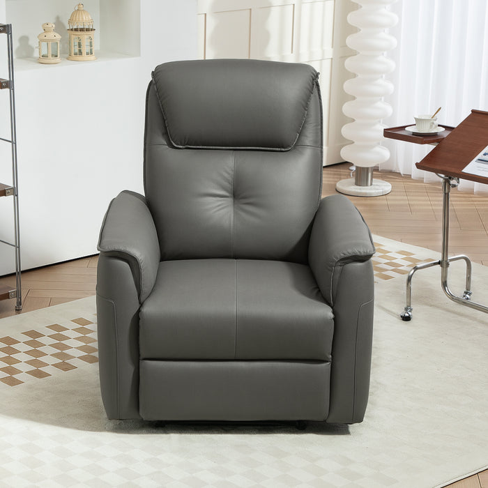 Light Grey Microfibre Manual Recliner Armchair with Padded Cushion And Leg Rest by HOMCOM
