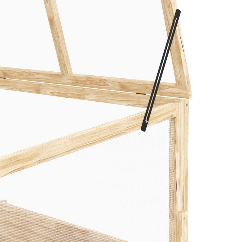 Wooden Greenhouse Planter Box With Lift-Up Lid For Growing Plants Outdoors