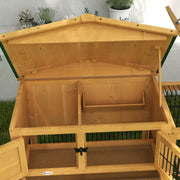 Wooden Rabbit Hutch With Spacious Outdoor Run Ideal For Gardens Or Patios Yellow