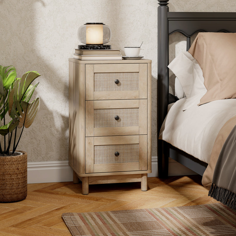 Wooden Chest Drawers For Bedroom Or Living Room - 3 Spacious Drawers - Oak Finish