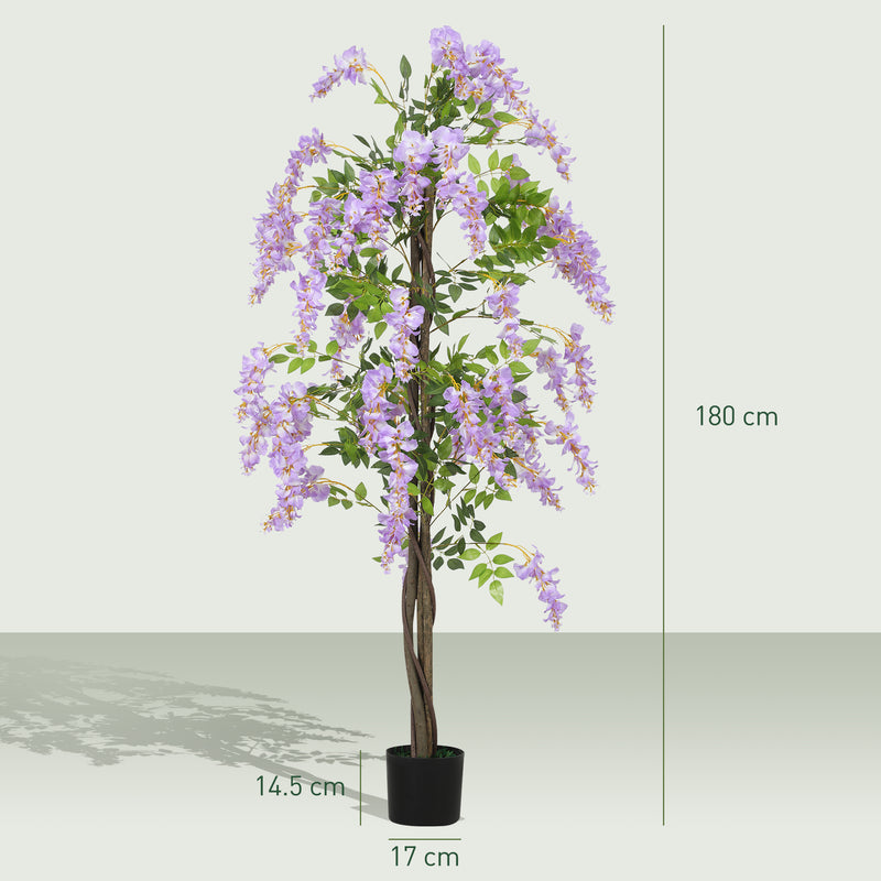 Tall Purple Artificial Wisteria Plant With 756 Leaves And Pot For Indoor Home Decor