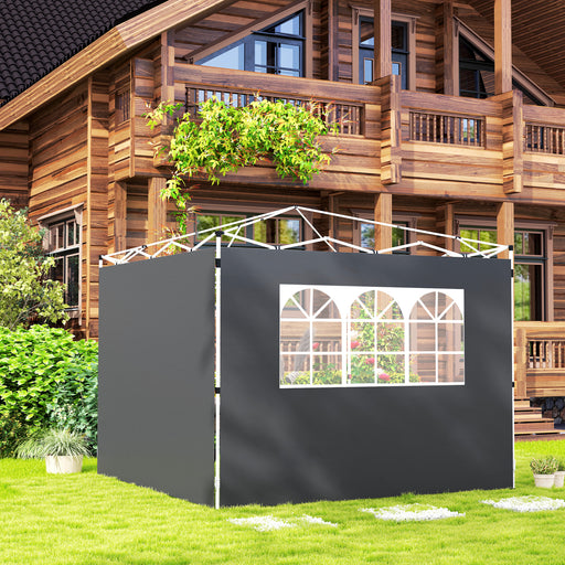 Dark Grey 3m Gazebo Replacement Side Wall Panels With Window by Outsunny