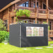 Dark Grey 3m Gazebo Replacement Side Wall Panels With Window by Outsunny
