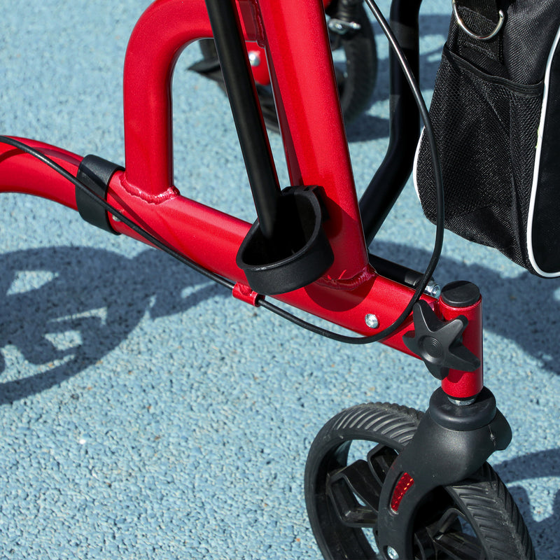 Rollator Walker with Padded Seat and Storage for Resting on Walks and Shopping Red