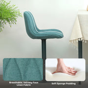 Set of 2 Blue Swivel Bar Stools With Backrest Height Adjustable Linen For Kitchen Island