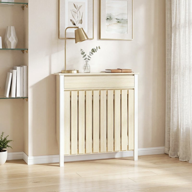 Radiator Cover with Drawer for Safe Heat and Extra Storage Oak Homcom