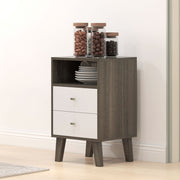 Industrial Style Bedside Table with Drawer and Open Shelf Ideal for Bedroom Storage Grey