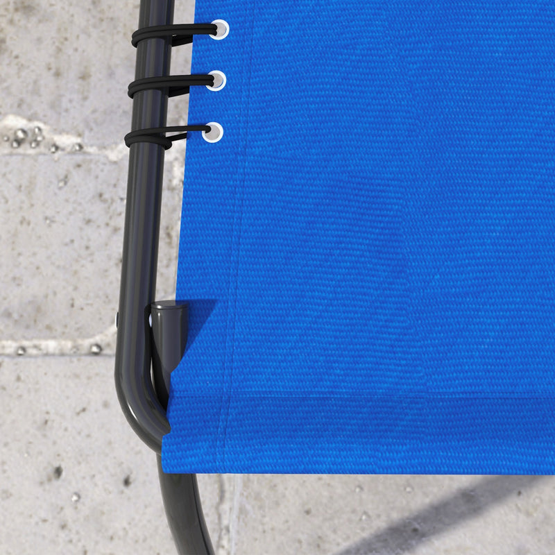 Set of 2 Blue Folding Sun Loungers With 4 Position Backs for Garden or Patio