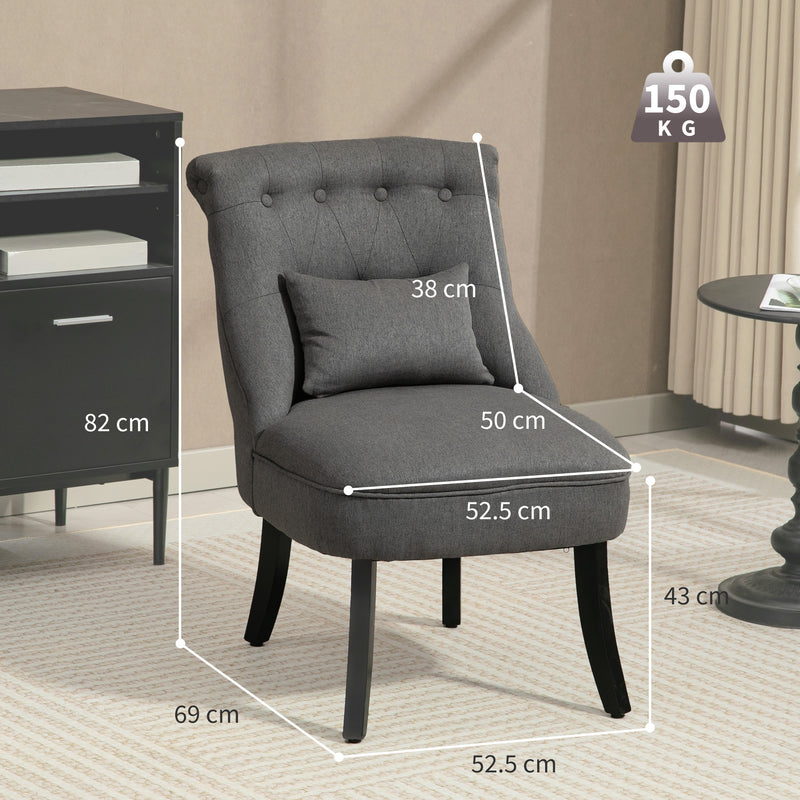 Charcoal Grey Upholstered Single Accent Chair with Cushion and Solid Wood Legs for Living Room