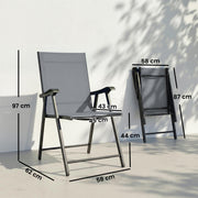 Folding Garden Chairs Set of 4 for Comfortable Outdoor Seating With Breathable Mesh - Supports Up To 120kg Outsunny