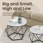 Set of 2 Round Nesting Coffee Tables Modern Side Tables for Living Room by Vasagle