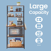 6 Tier Kitchen Baker's Rack with Storage Shelves and Hooks Coffee Bar Organiser by Vasagle