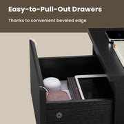 Bedside Table with Charging Station and 3 Drawers for Bedroom or Living Room by Vasagle