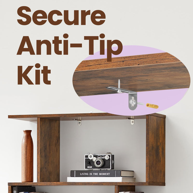 6 Tier Bookshelf and Room Divider Open Storage Bookcase for Living Room by Vasagle