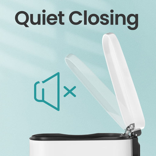 50L Stainless Steel Kitchen Rubbish Bin with Soft Close Lid and Pedal by Songmics