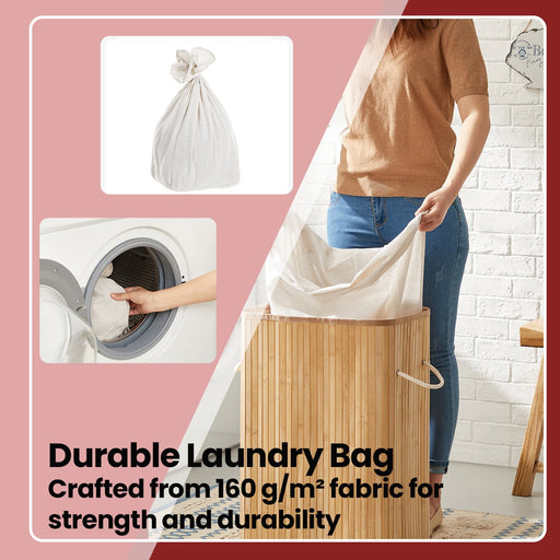Foldable Bamboo Laundry Hamper with Lid and Handles 72L Clothes Basket by Songmics