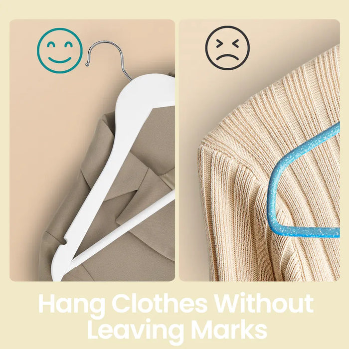 White Wooden Clothes Hangers Set of 20 Durable Coat Hangers for Wardrobes by Songmics