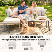 3 Piece Garden Sofa Set with Flexible Layout and Thick Cushions for Outdoor Relaxing Grey 