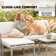 3 Piece Garden Sofa Set with Flexible Layout and Thick Cushions for Outdoor Relaxing Grey 