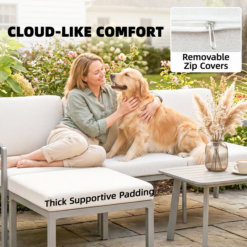 3 Piece Garden Sofa Set with Flexible Layout and Thick Cushions for Outdoor Relaxing Grey 