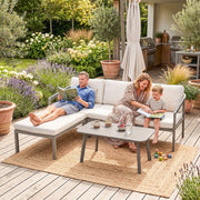 3 Piece Garden Sofa Set with Flexible Layout and Thick Cushions for Outdoor Relaxing Grey 