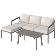 3 Piece Garden Sofa Set with Flexible Layout and Thick Cushions for Outdoor Relaxing Grey 