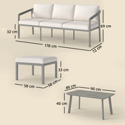 3 Piece Garden Sofa Set with Flexible Layout and Thick Cushions for Outdoor Relaxing Grey 