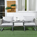 3 Piece Rattan Patio Furniture Set with Adjustable Table & Recliner Grey