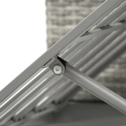 3 Piece Rattan Patio Furniture Set with Adjustable Table & Recliner Grey