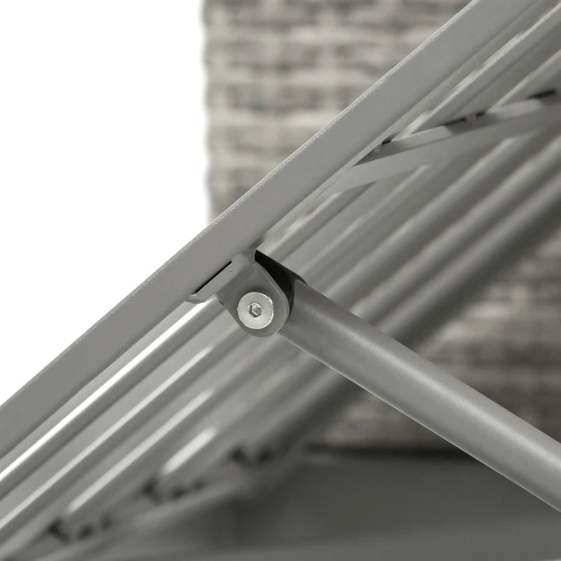 3 Piece Rattan Patio Furniture Set with Adjustable Table & Recliner Grey