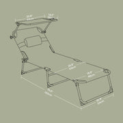 Folding Sun Lounger Deck Chair with Adjustable Backrest for Garden or Patio by Songmics