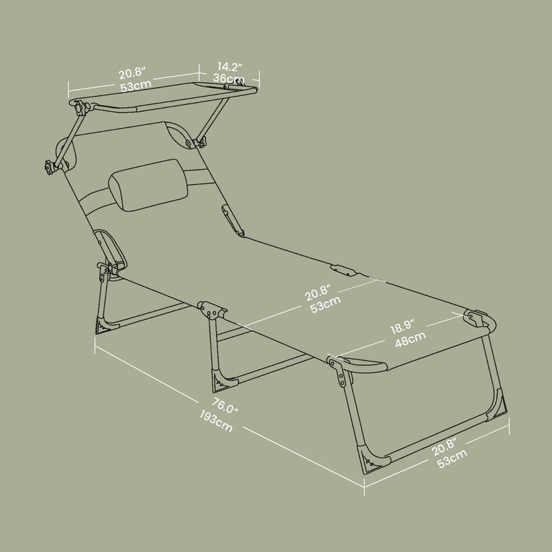 Folding Sun Lounger Deck Chair with Adjustable Backrest for Garden or Patio by Songmics