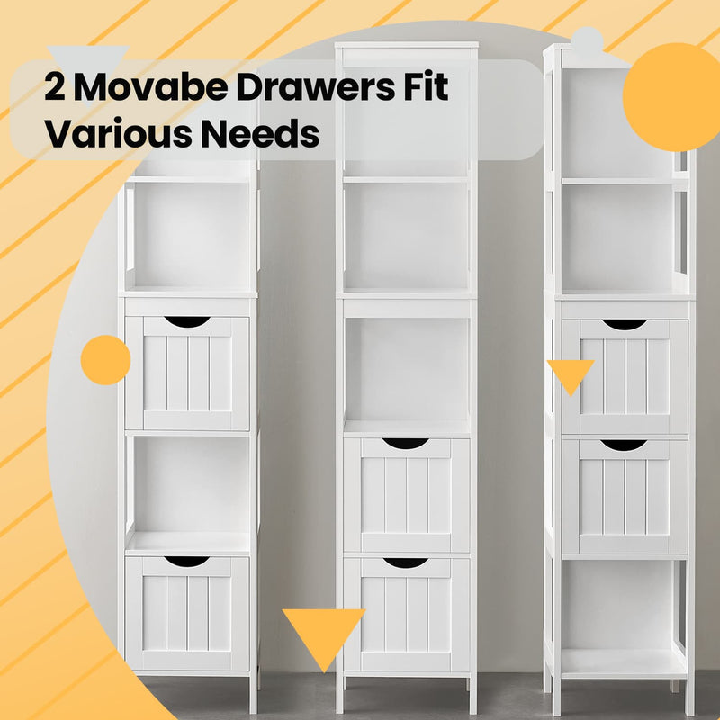 Freestanding Bathroom Floor Cabinet with 2 Drawers for Storage and Organisation by Vasagle