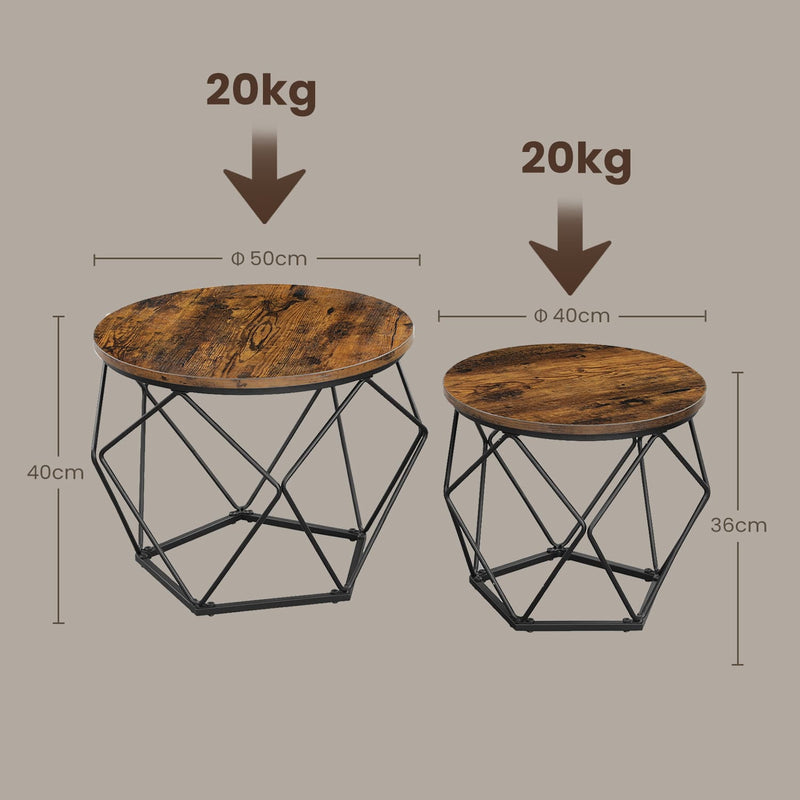Set of 2 Round Coffee Tables Modern Nesting Design for Living Room by Vasagle