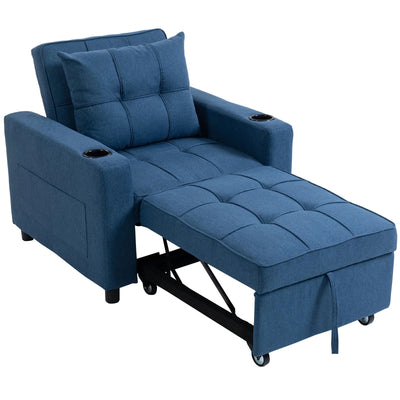 3 in 1 Sofa Bed Convertible Single Sleeper Chair Bed Recliner for Guest Rooms and Lounges Homcom