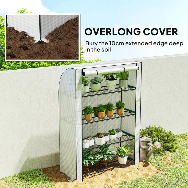 Portable Mini Greenhouse With Roll Up Door For Indoor And Outdoor Growing White Outsunny