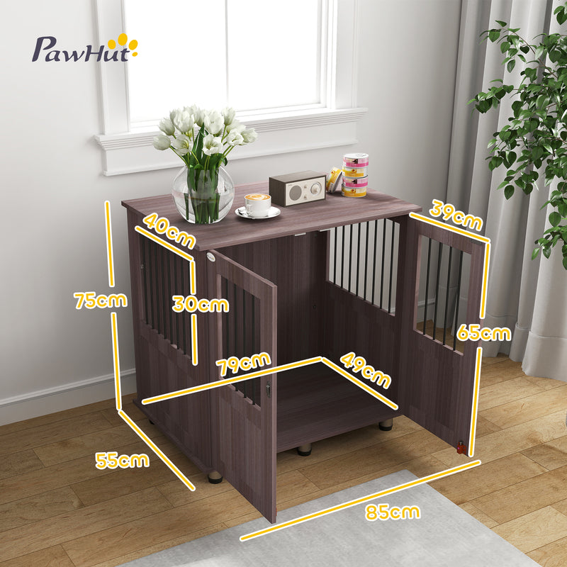 Dog Crate Table for Medium and Large Dogs with Magnetic Door Indoor Use Purple by PawHut