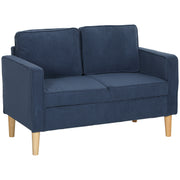 Blue Corduroy Small Two Seater Sofa Compact and Stylish for Living Room by HOMCOM
