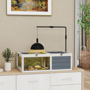 Wooden Tortoise Table with Pull Out Trays and Lamp Holder for Indoor Use Grey