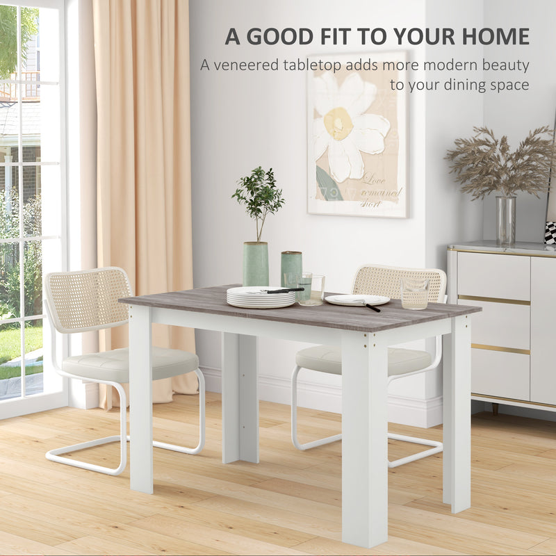 Dining Table for Small Spaces Seats 6 Easy Clean Surface Grey Wood Effect White AOSOM