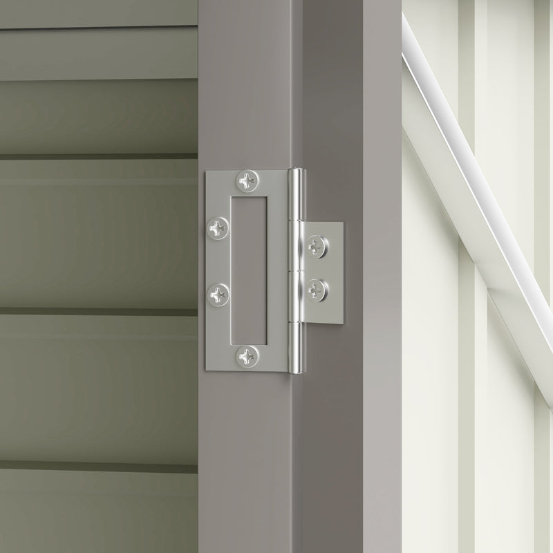 Grey Galvanised Steel Garden Shed with Latched Door and Lock, 3.7 x 7.9ft, Outsunny