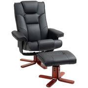 Manual Recliner Armchair with Matching Footstool for Lounge Comfort Black