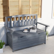 Grey Two Seater Wooden Garden Storage Bench With Storage by Outsunny