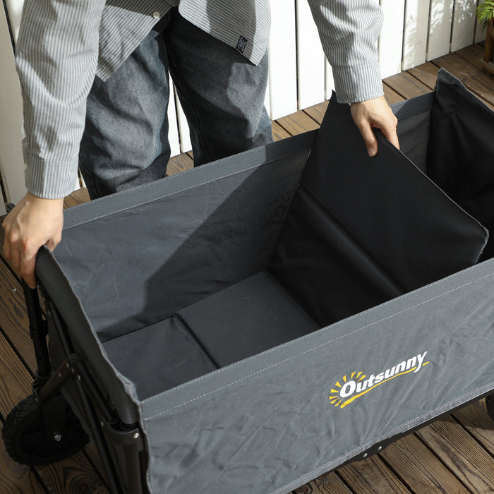 120L Folding Garden Trolley Cart with Wheels and Adjustable Handle for Camping and Beach by Outsunny