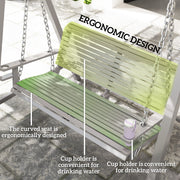 2 Seater Wooden Garden Swing Chair with Hammock Bench in Grey by Outsunny