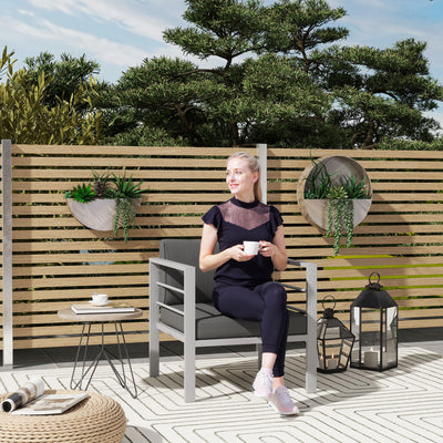 Charcoal Grey Aluminium Outdoor Armchair With Cushions for Garden and Balcony by Outsunny