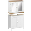 White Bathroom Furniture Set with Mirror Cabinet and Sink Storage by kleankin
