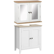 White Bathroom Furniture Set with Mirror Cabinet and Sink Storage by kleankin